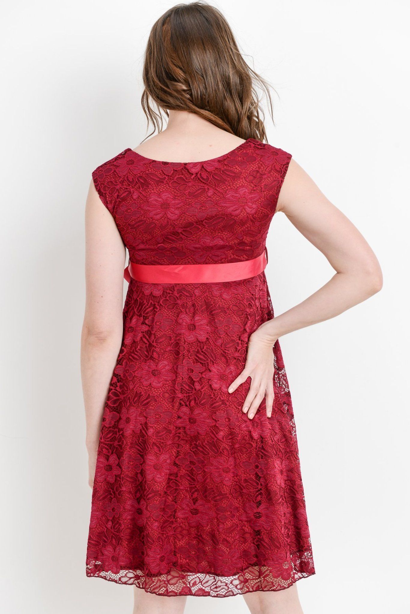 Red Maternity Lace Dress