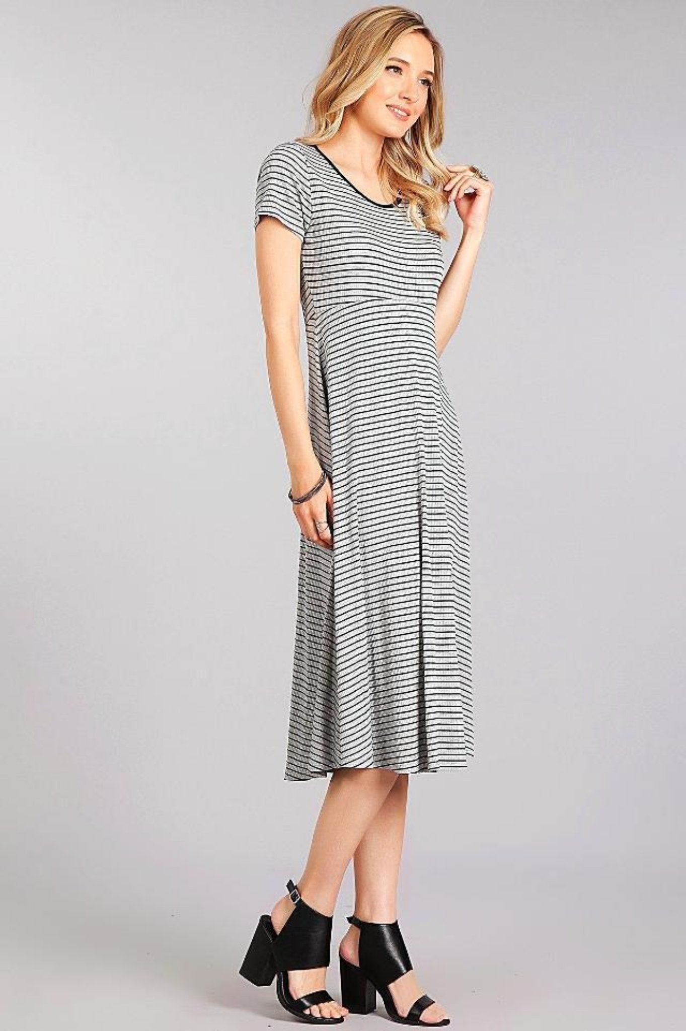 Striped Maternity Midi Dress