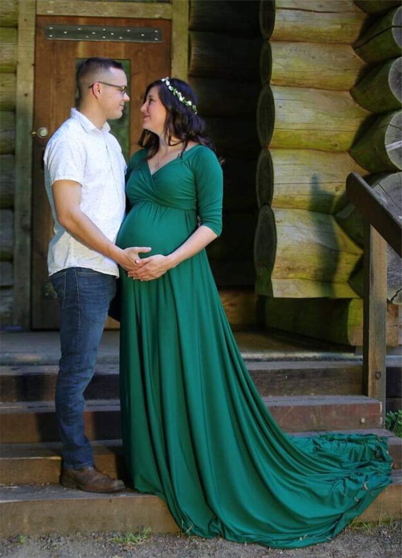 Off Shoulders Long Sleeve Half Circle Maternity Gown