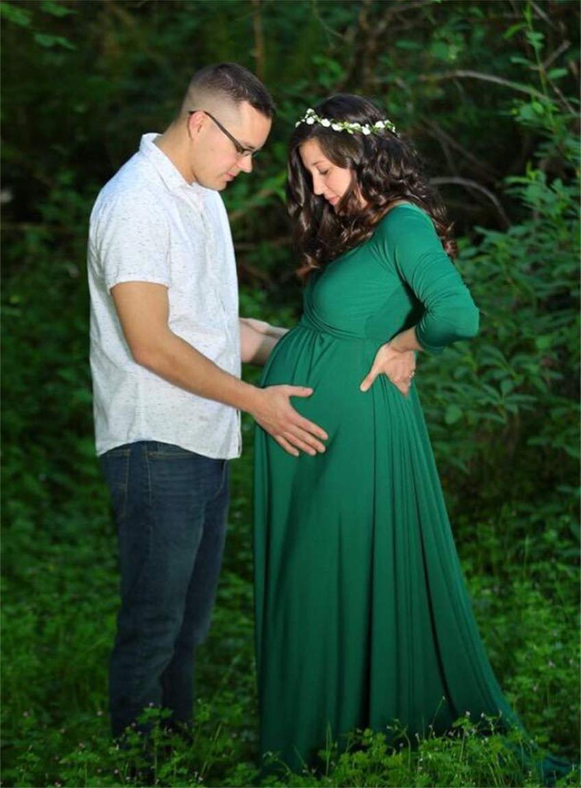 Off Shoulders Long Sleeve Half Circle Maternity Gown
