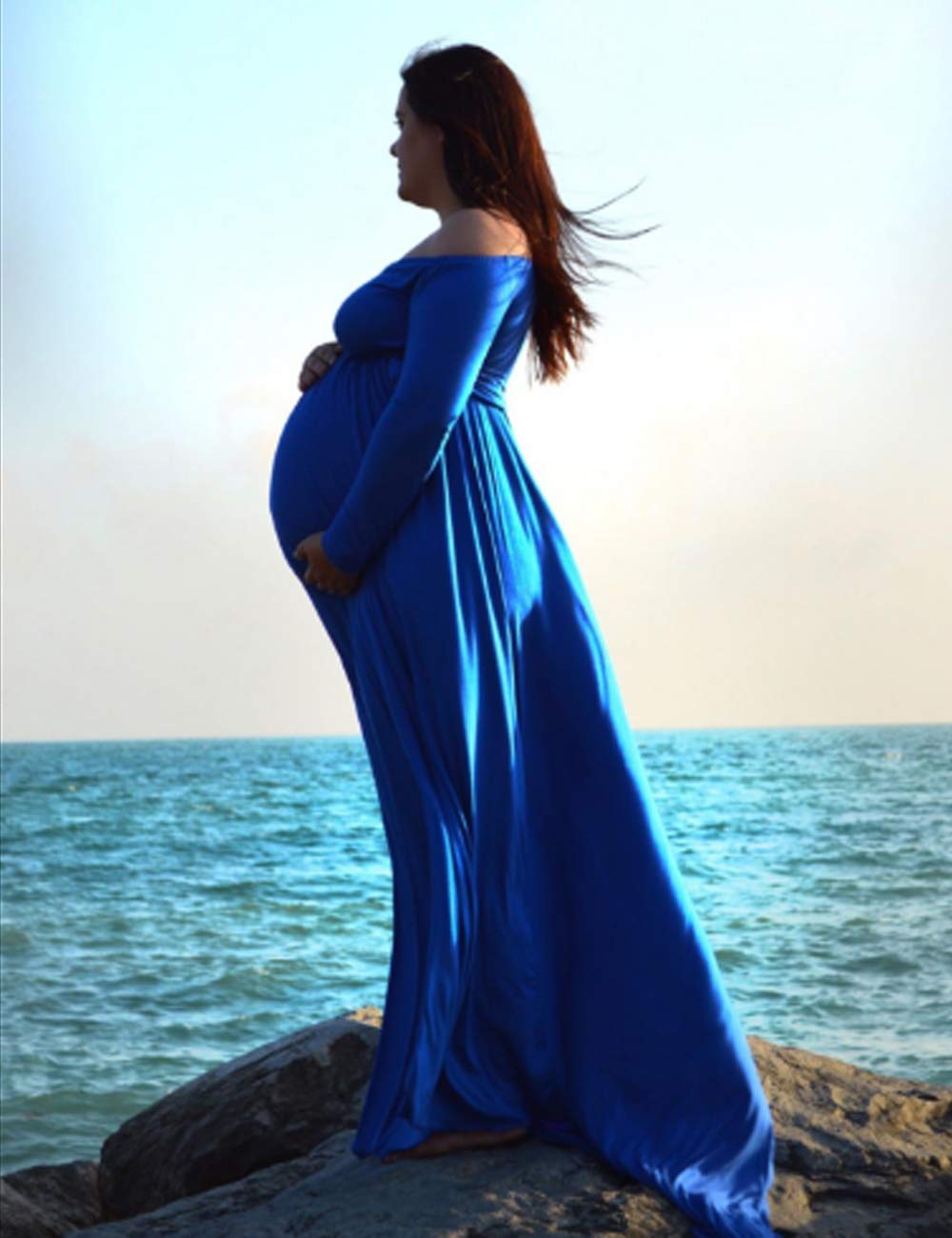 Off Shoulder Half Circle Fitted Gown Maxi Photography Dress