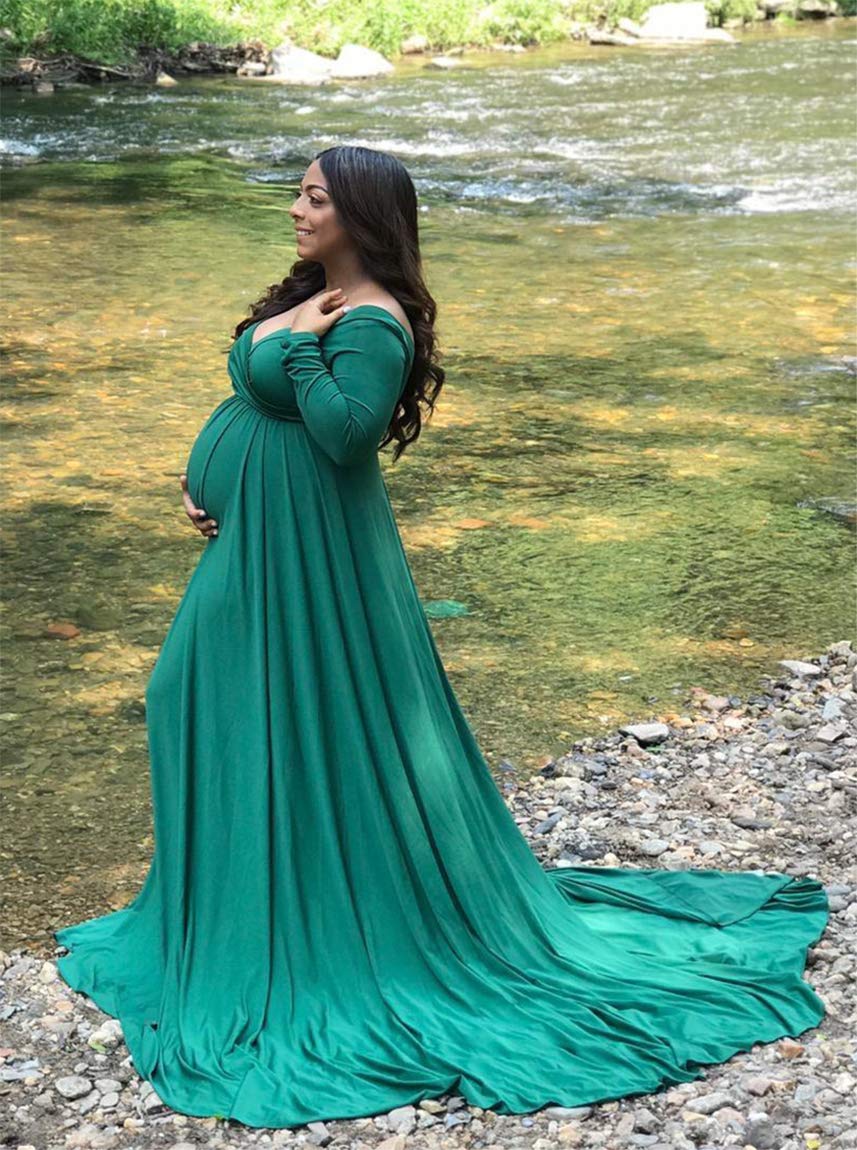 Off Shoulders Long Sleeve Half Circle Maternity Gown