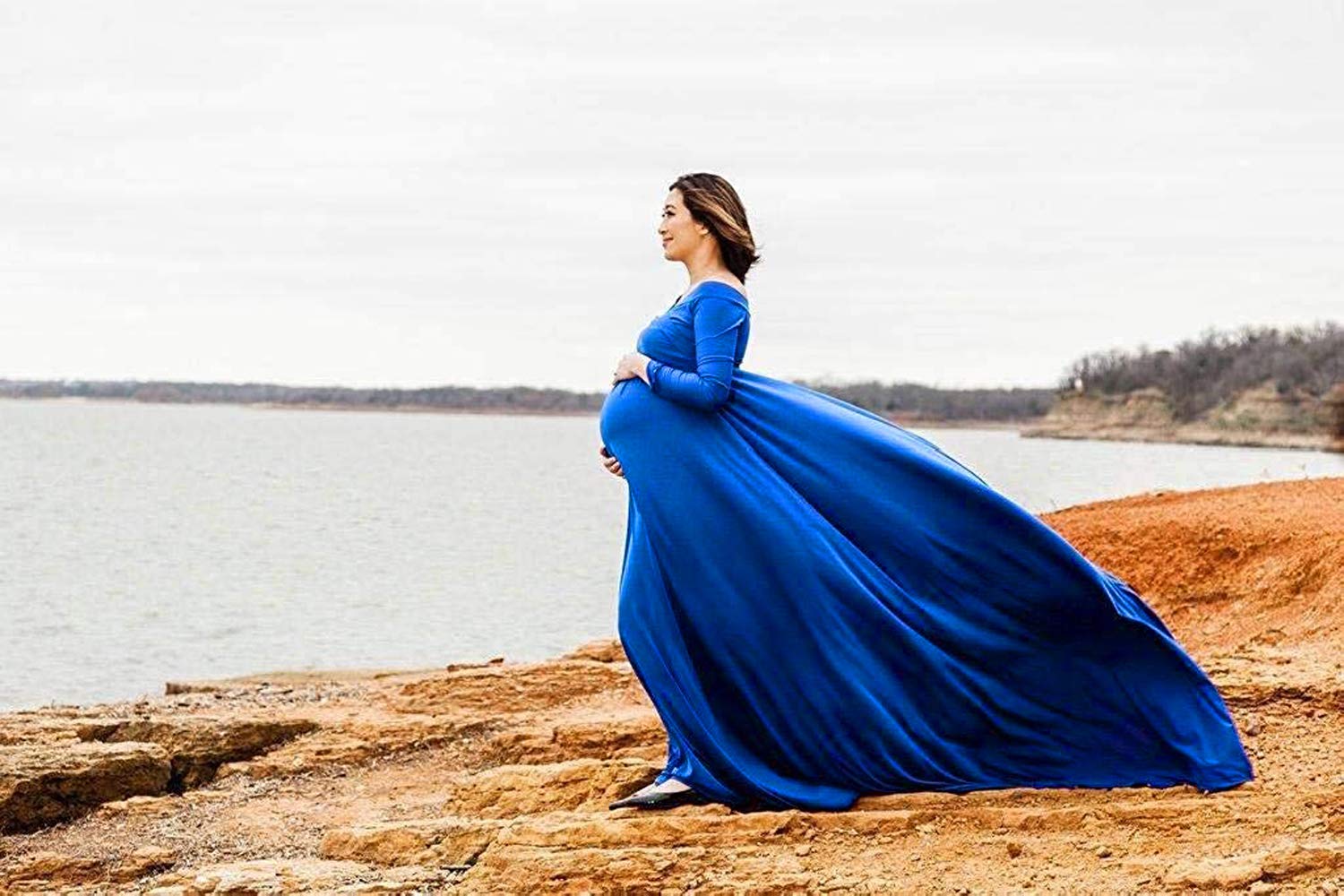 Off Shoulder Half Circle Fitted Gown Maxi Photography Dress