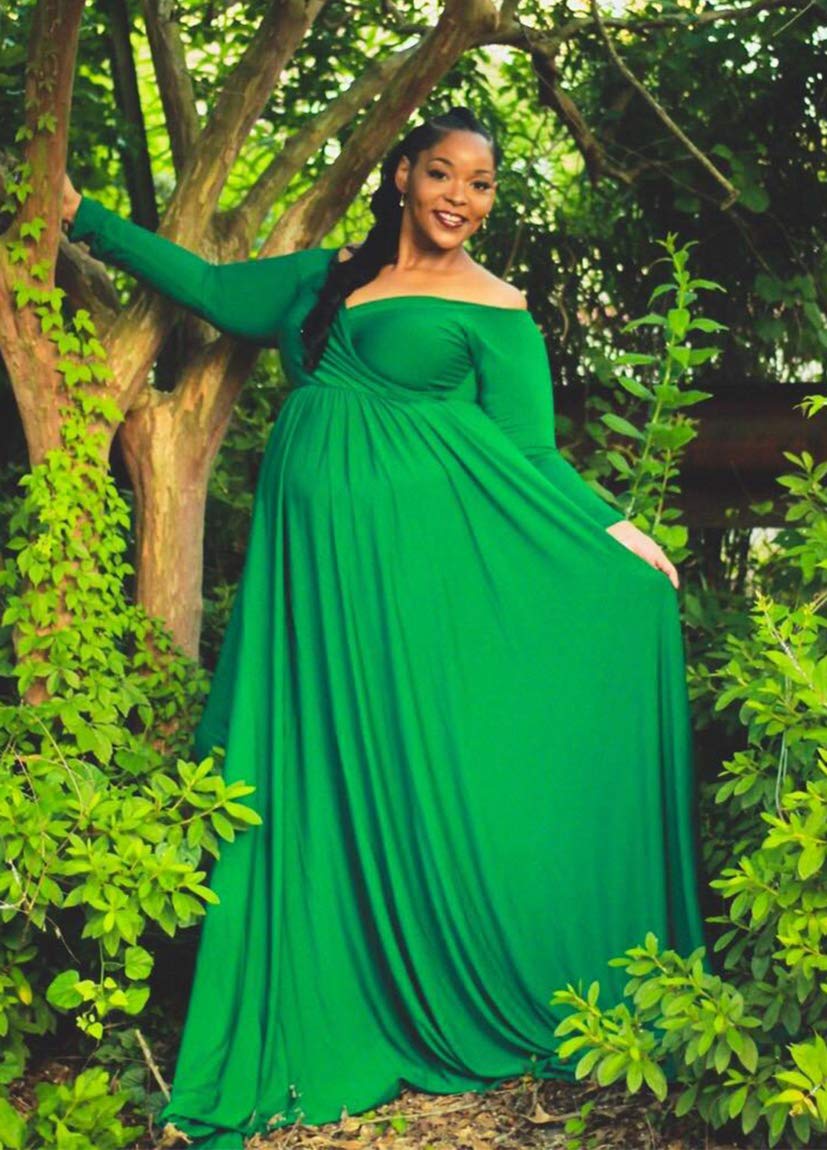 Off Shoulders Long Sleeve Half Circle Maternity Gown