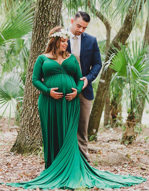 Off Shoulders Long Sleeve Half Circle Maternity Gown