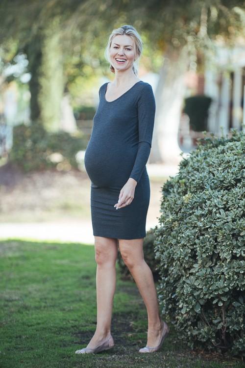 Hunter Green Long Sleeve Ribbed Dress