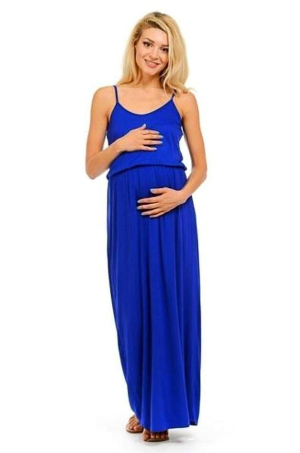Maternity Maxi Dress Royal Blue and Fuschia