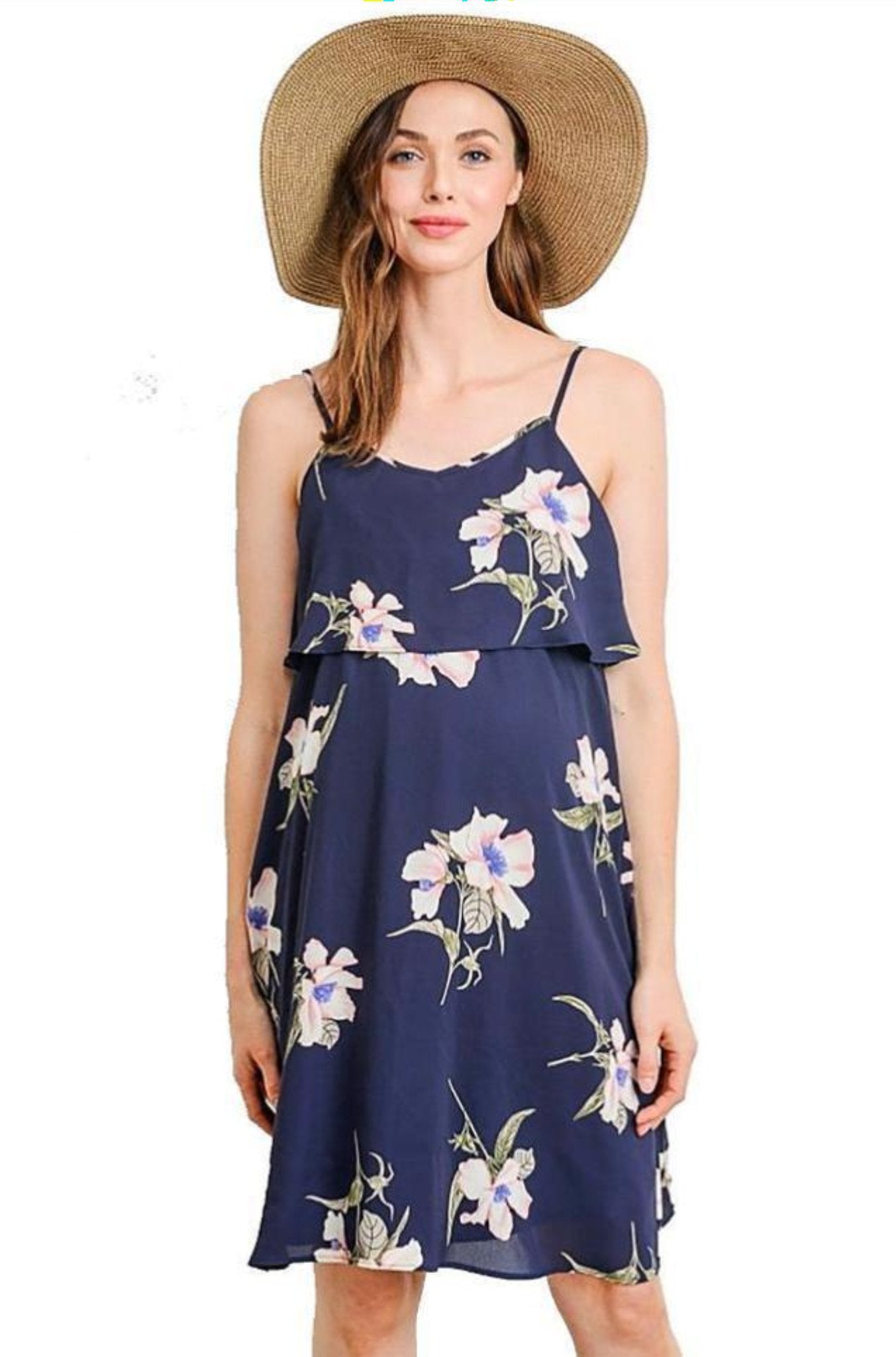 Floral Ruffle Discreet Maternity and Nursing Dress