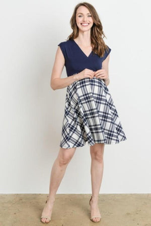 Navy Flare Maternity Dress