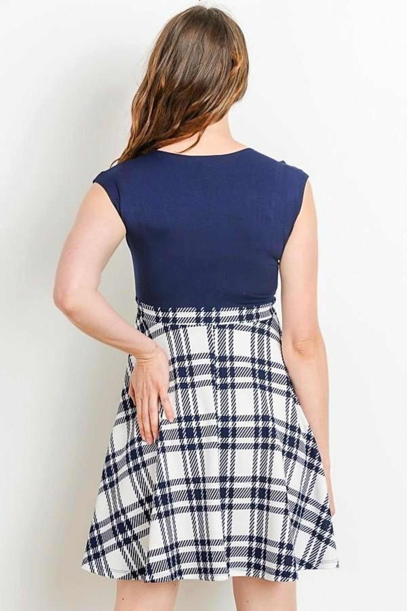 Navy Flare Maternity Dress