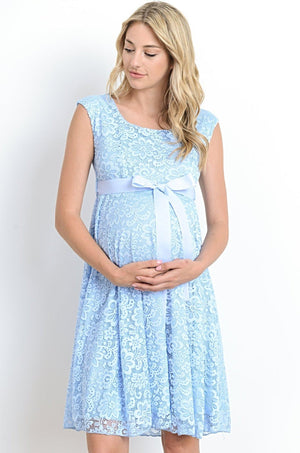 Blue Lace Maternity Dress