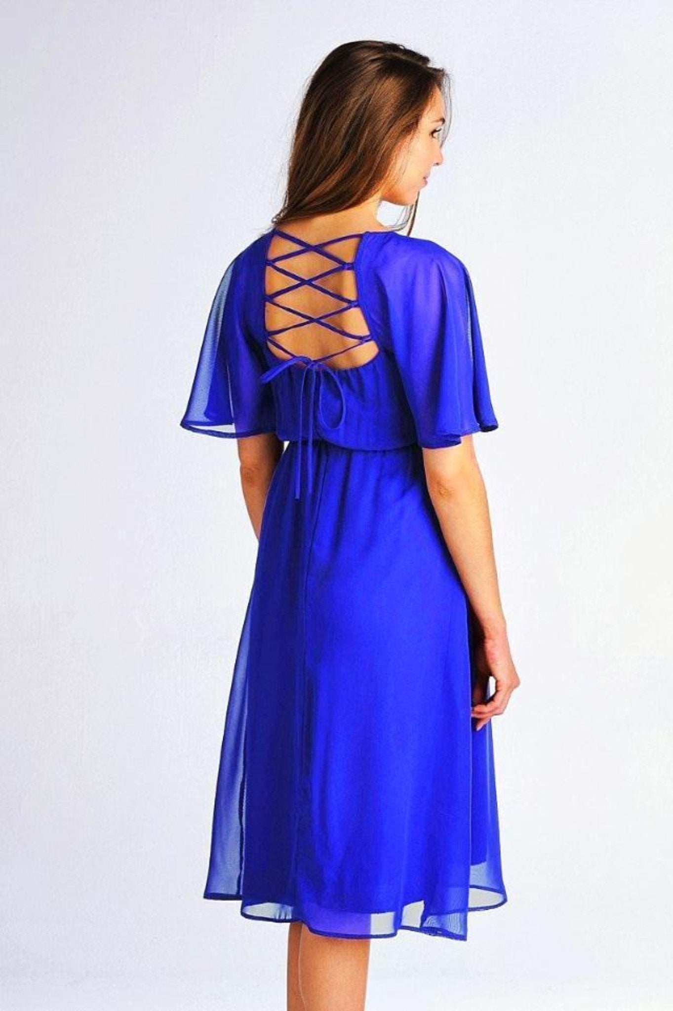 Chiffon Strap Back Maternity Dress