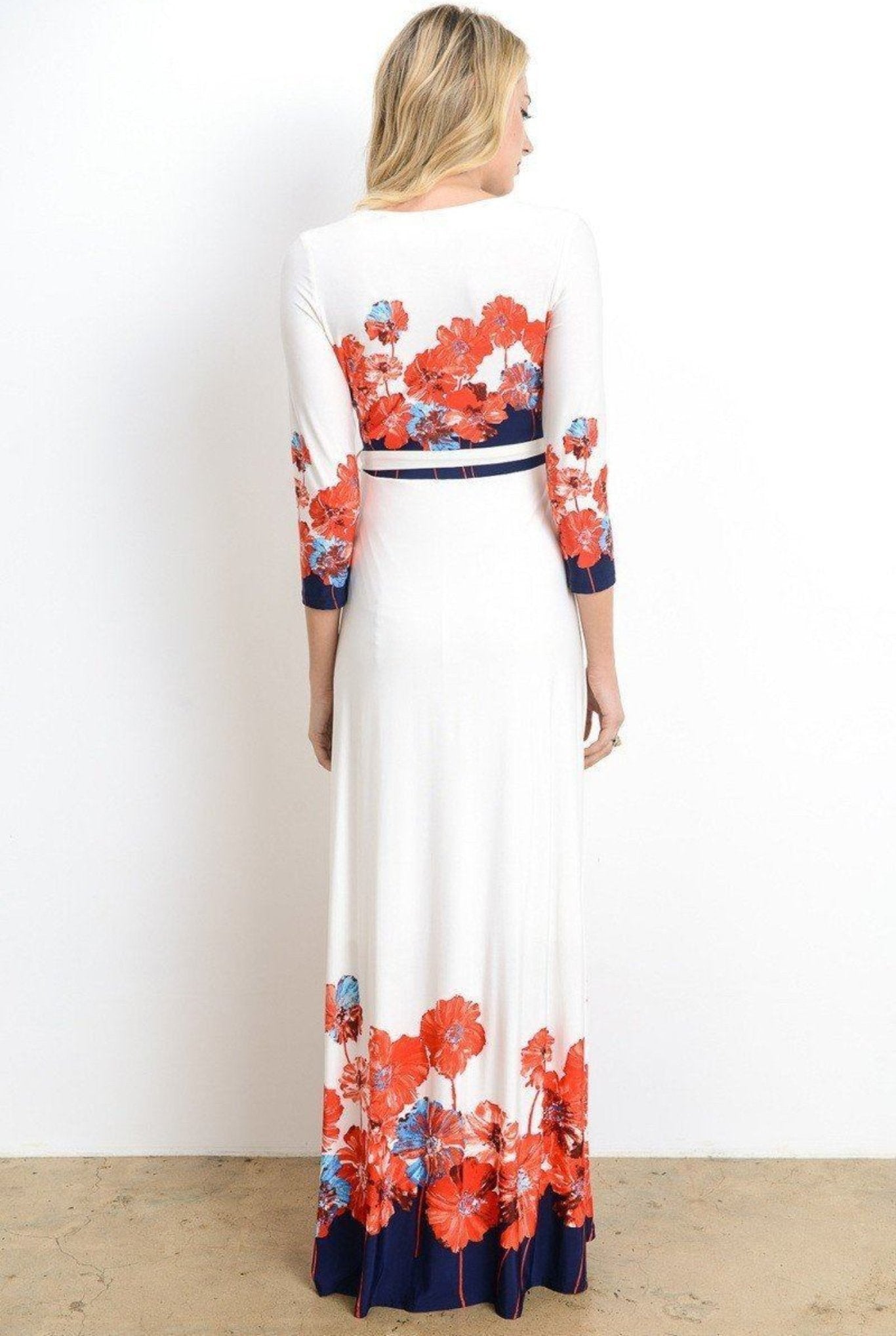 Floral 3/4 Sleeve Maternity and Nursing Maxi Dress