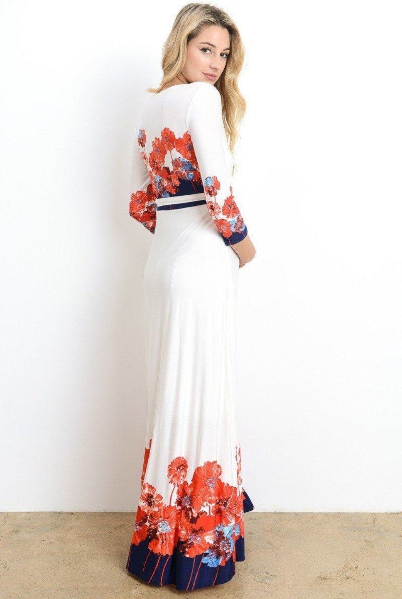 Floral 3/4 Sleeve Maternity and Nursing Maxi Dress