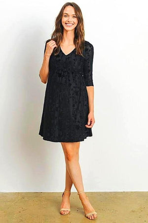 Floral Bun-Out Velvet Maternity Dress