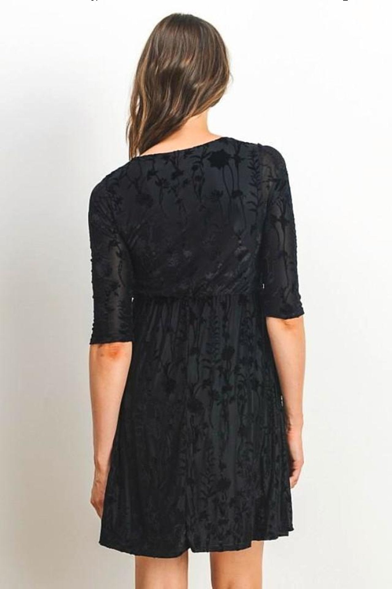 Floral Bun-Out Velvet Maternity Dress