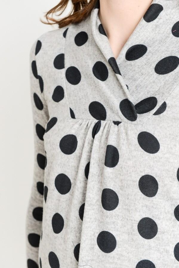 Dot Shawl-Collared Maternity Sweater