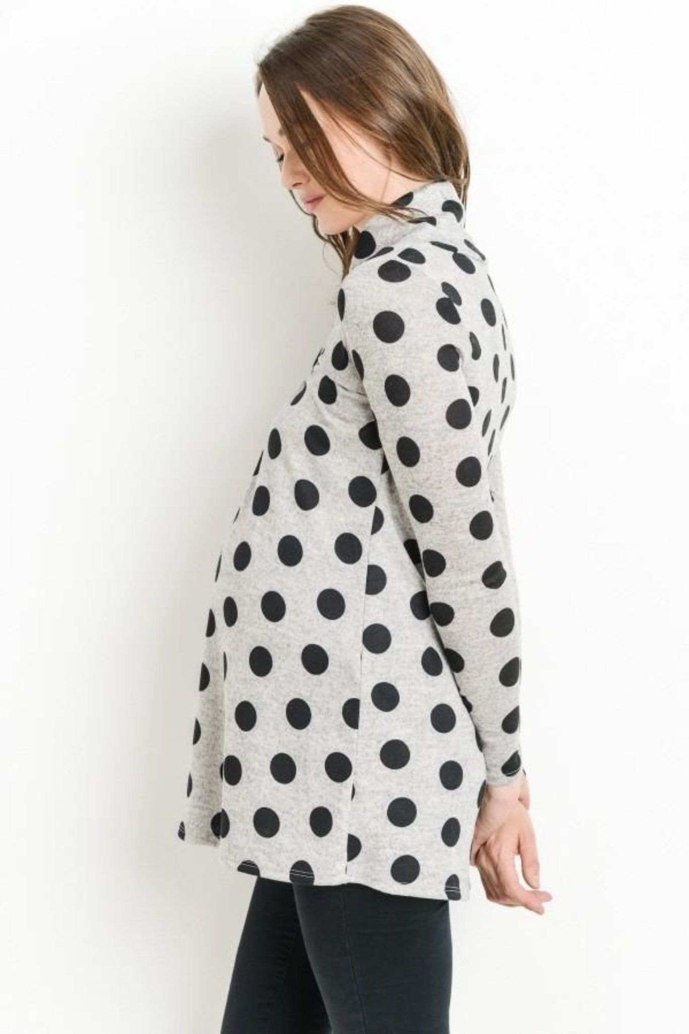 Dot Shawl-Collared Maternity Sweater