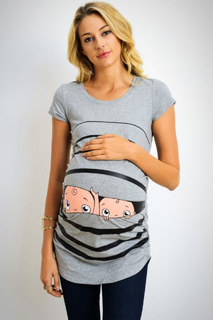 Twin Stripe Peeking Baby Maternity Top