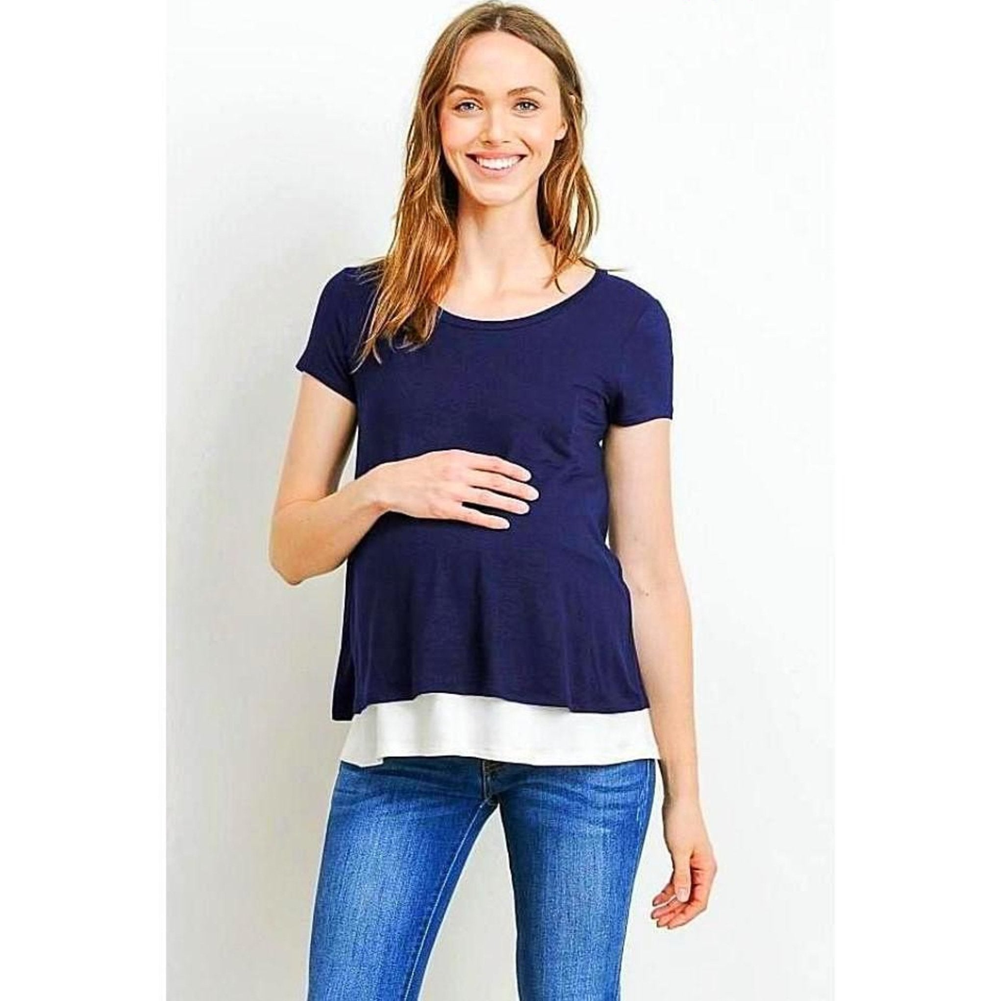 Double Layer Maternity and Nursing Top - MaternityNBeyond