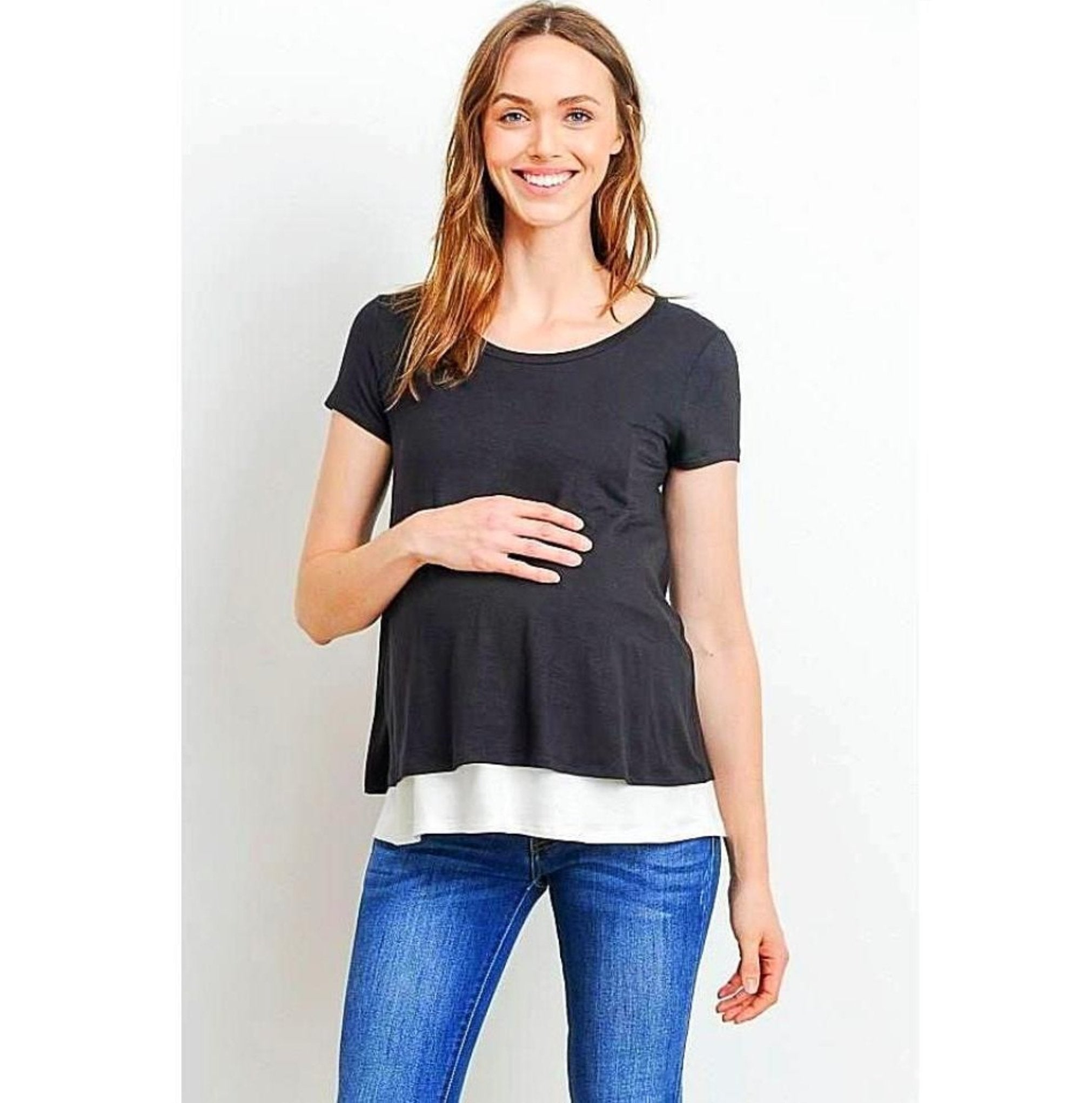 Double Layer Maternity and Nursing Top - MaternityNBeyond