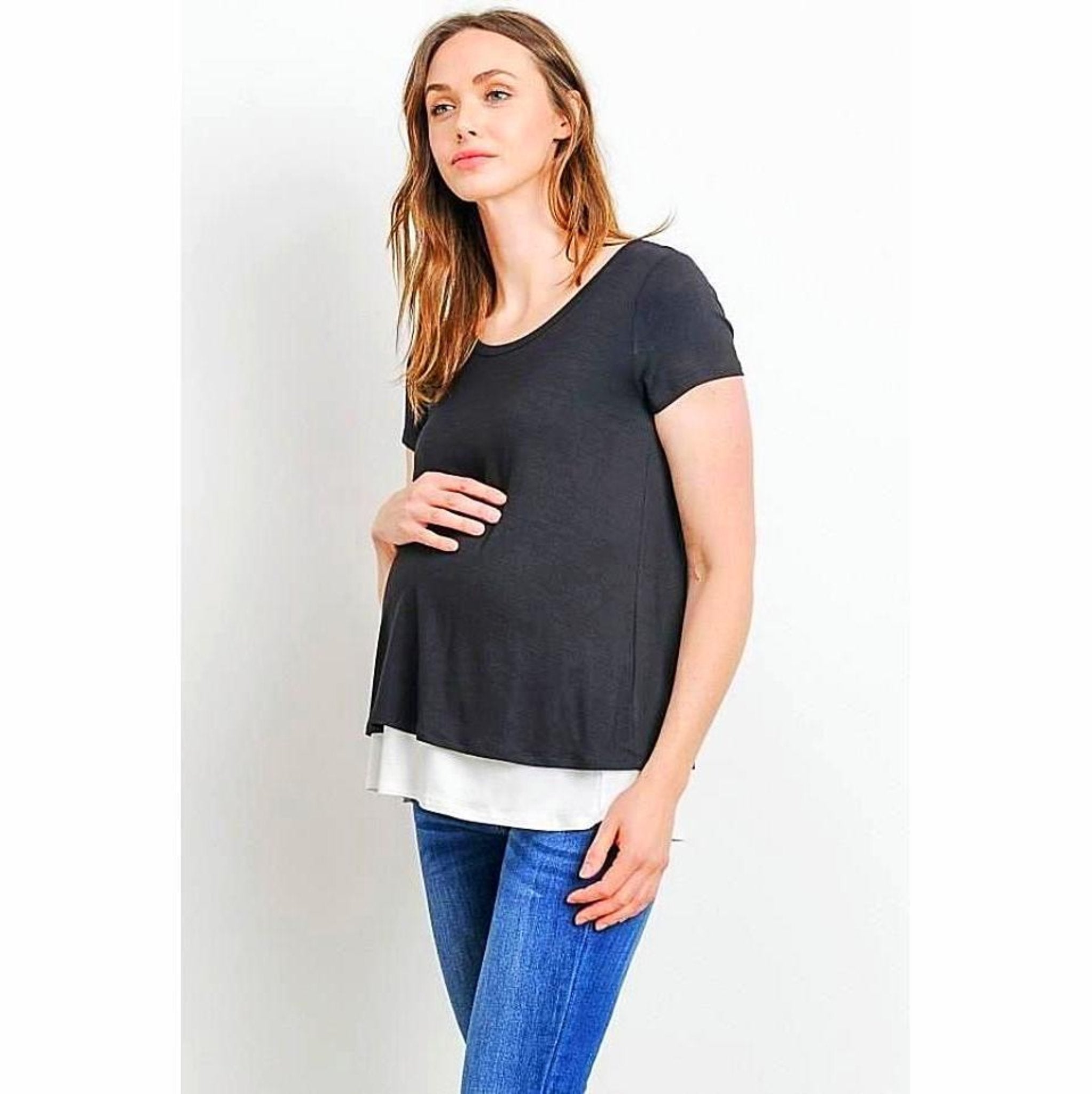 Double Layer Maternity and Nursing Top - MaternityNBeyond