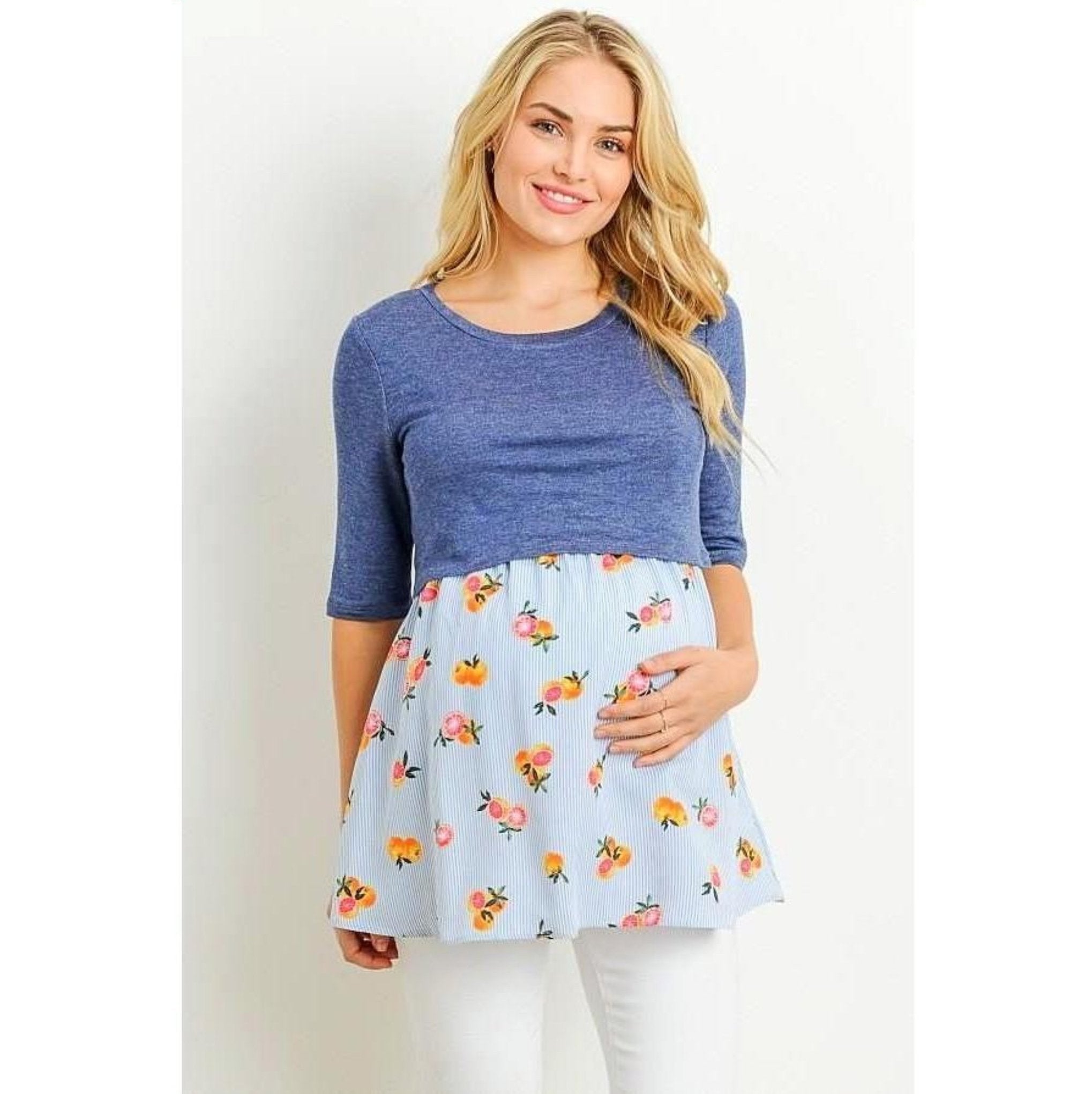 Color Block Maternity and Nursing top - MaternityNBeyond