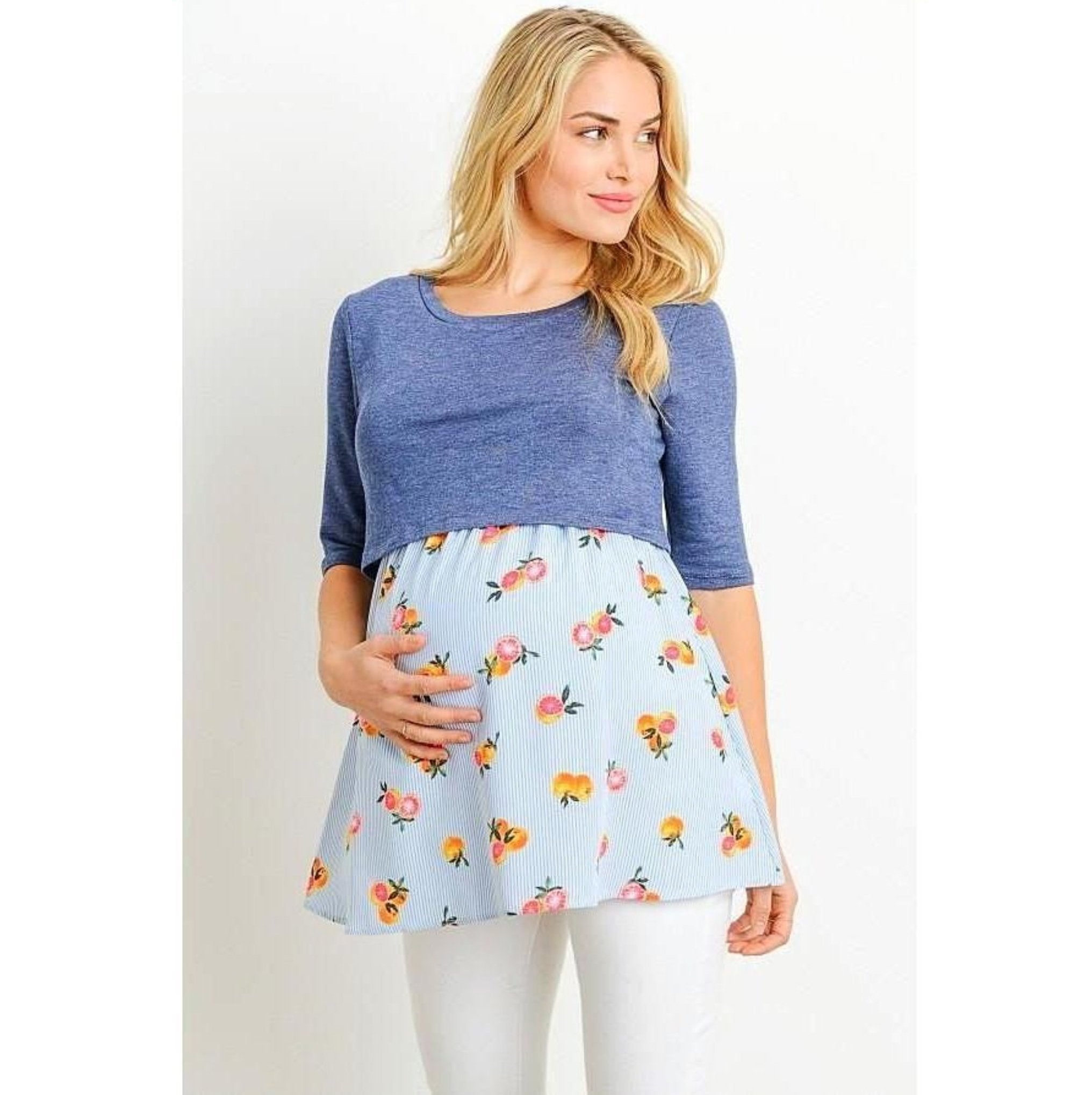 Color Block Maternity and Nursing top - MaternityNBeyond