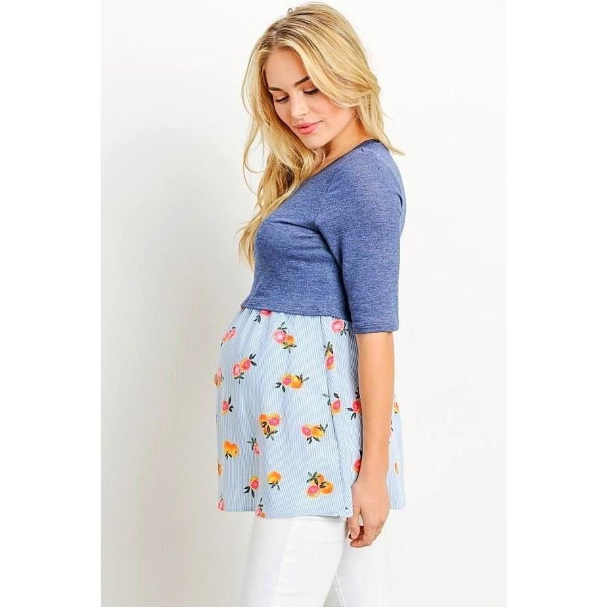 Color Block Maternity and Nursing top - MaternityNBeyond