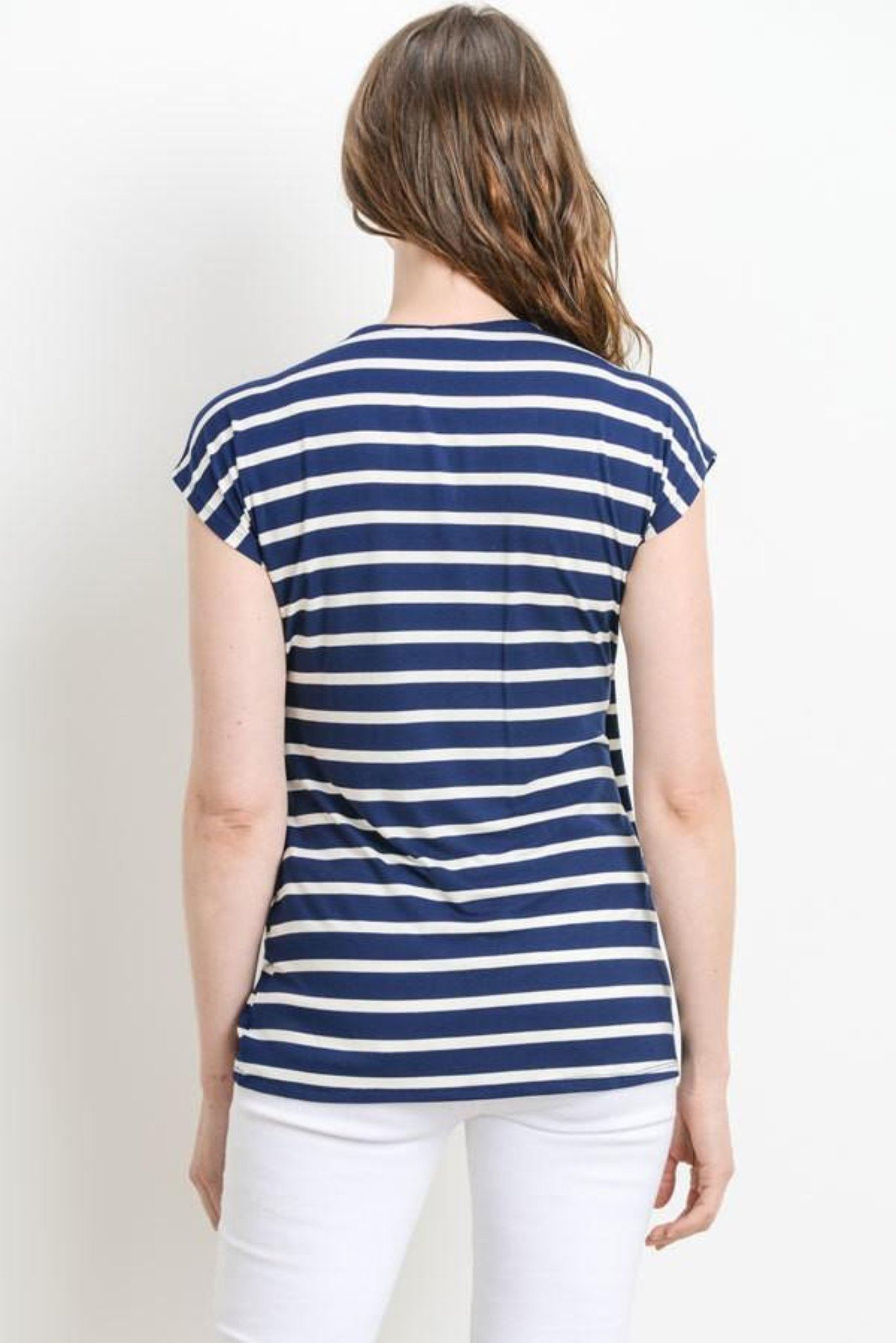 Navy Striped Maternity & Nursing Top