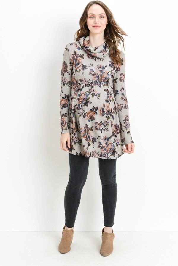 Floral Neck Maternity Tunic