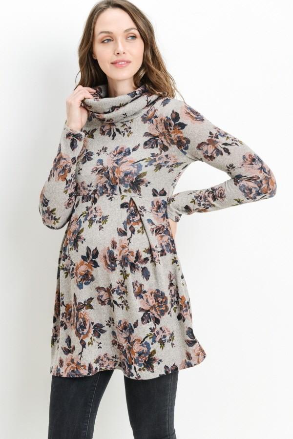 Floral Neck Maternity Tunic