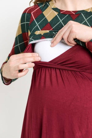 Plaid Sweater Maternity & Nursing Top