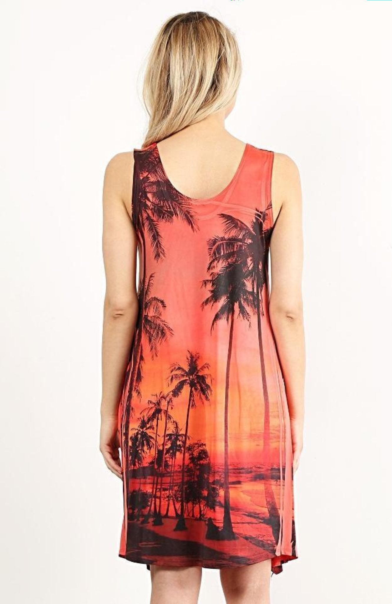 Palm Tree Print Maternity Babymoon Tank Dress