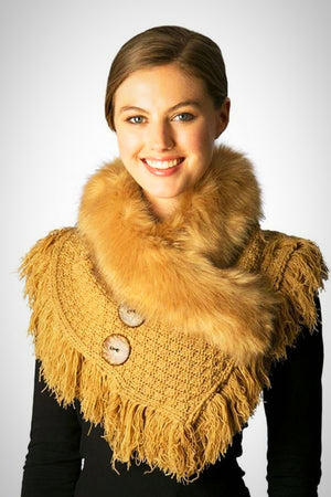 Knitted Neck Warmer with Faux Fur Collar