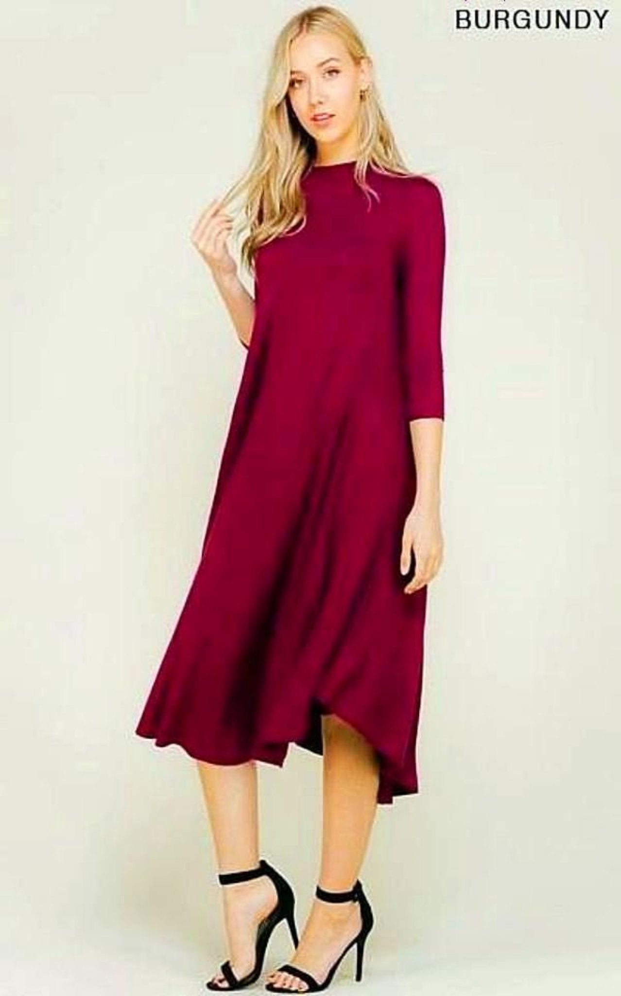 Maternity Midi Dress Burgundy/Mint
