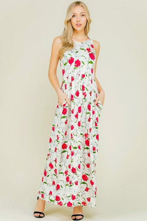 Sleeveless Maxi Maternity Dress with Hidden Pockets