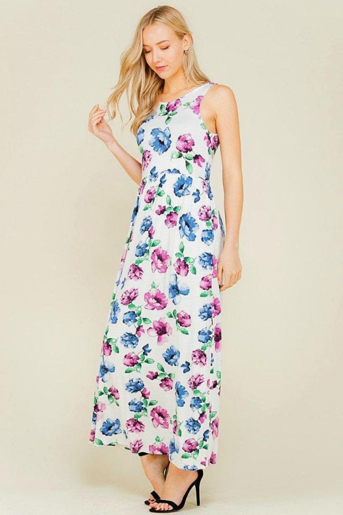 Ivory Shirring Maxi Maternity Dress