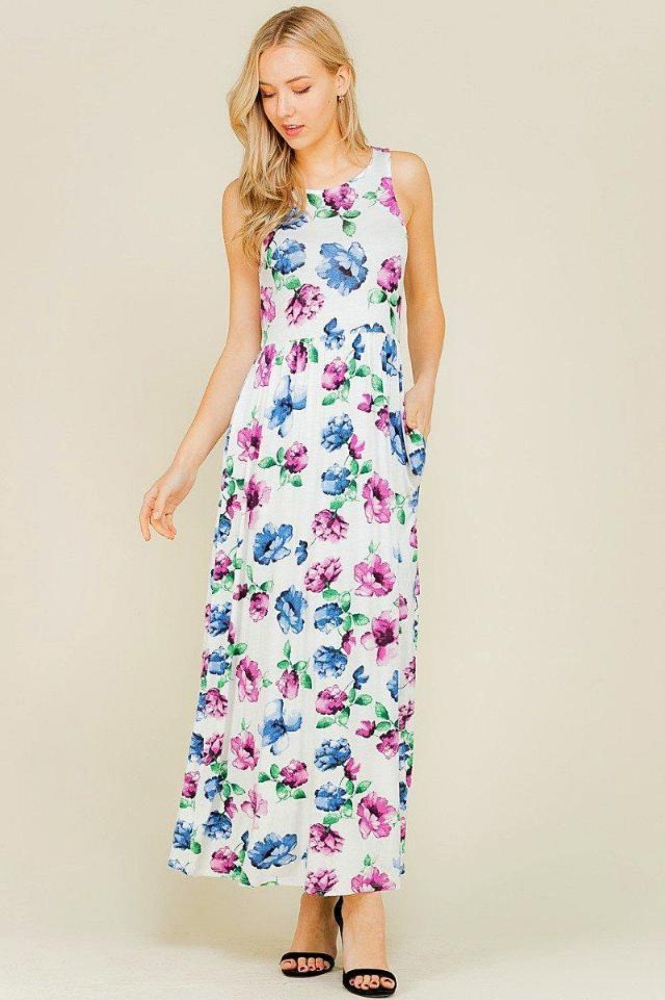 Ivory Shirring Maxi Maternity Dress