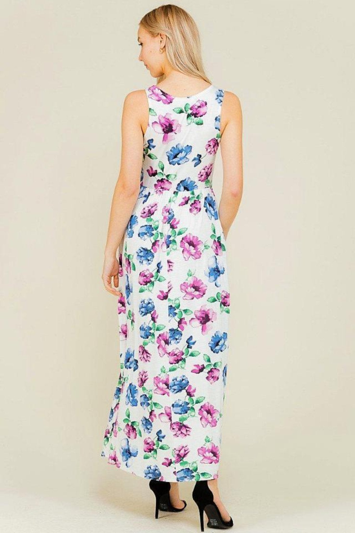 Ivory Shirring Maxi Maternity Dress