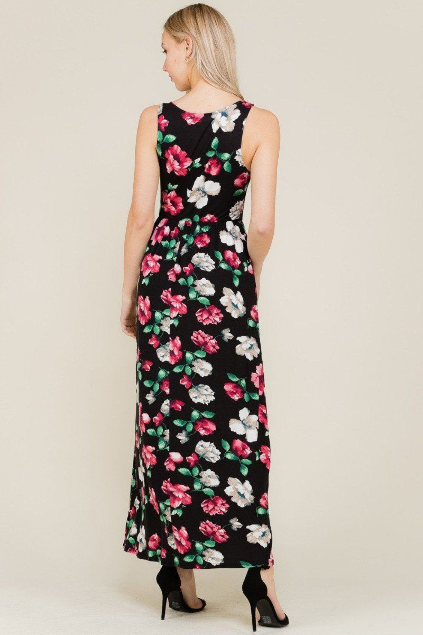 Sleeveless Shirring Maxi Maternity Dress