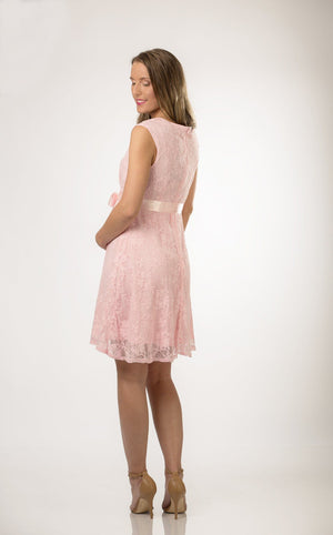 Pink Satin Lace Maternity Dress