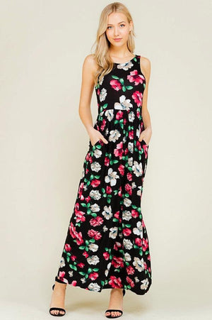 Sleeveless Shirring Maxi Maternity Dress