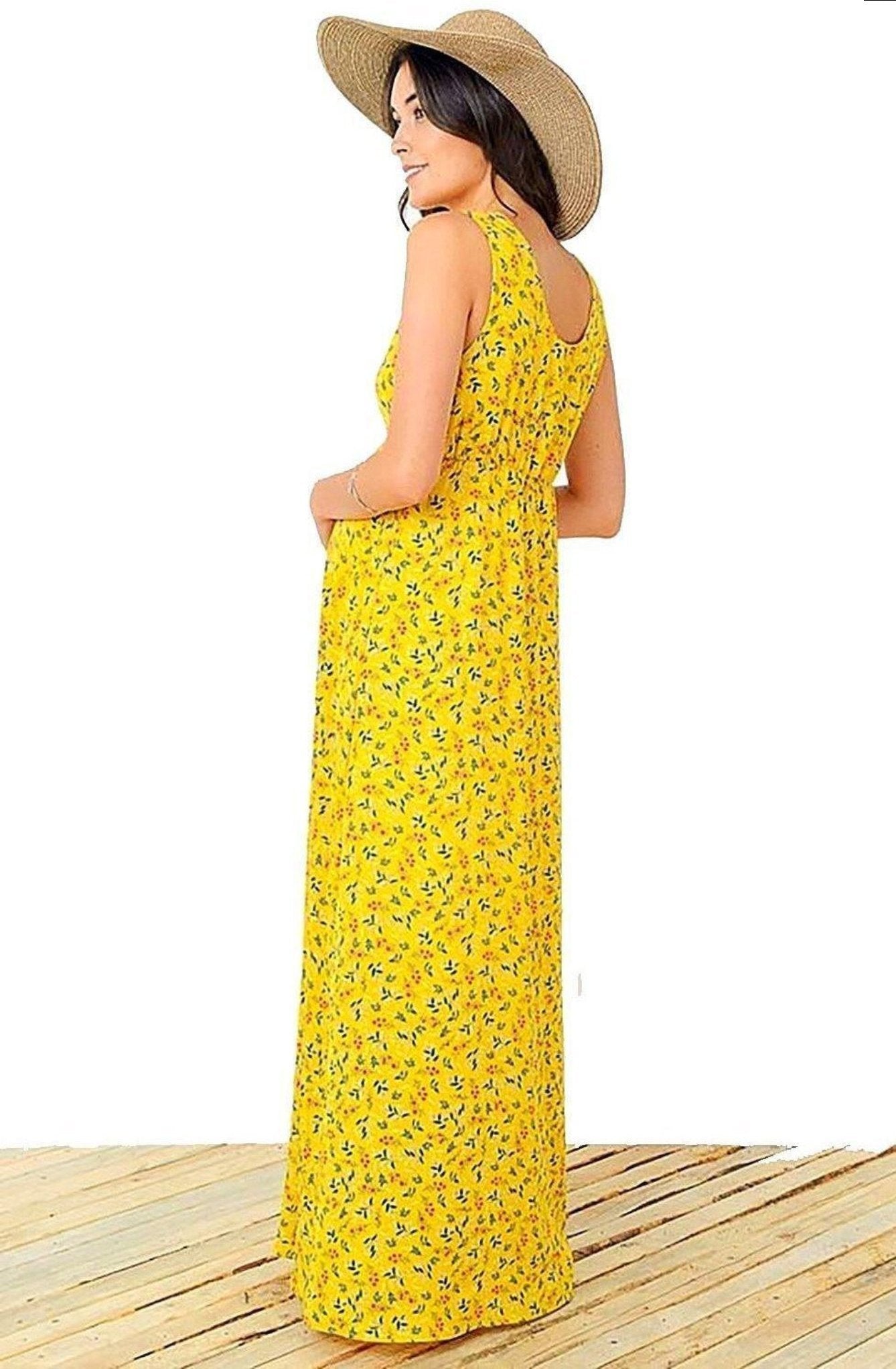 Floral Sleeveless Maternity Maxi Dress
