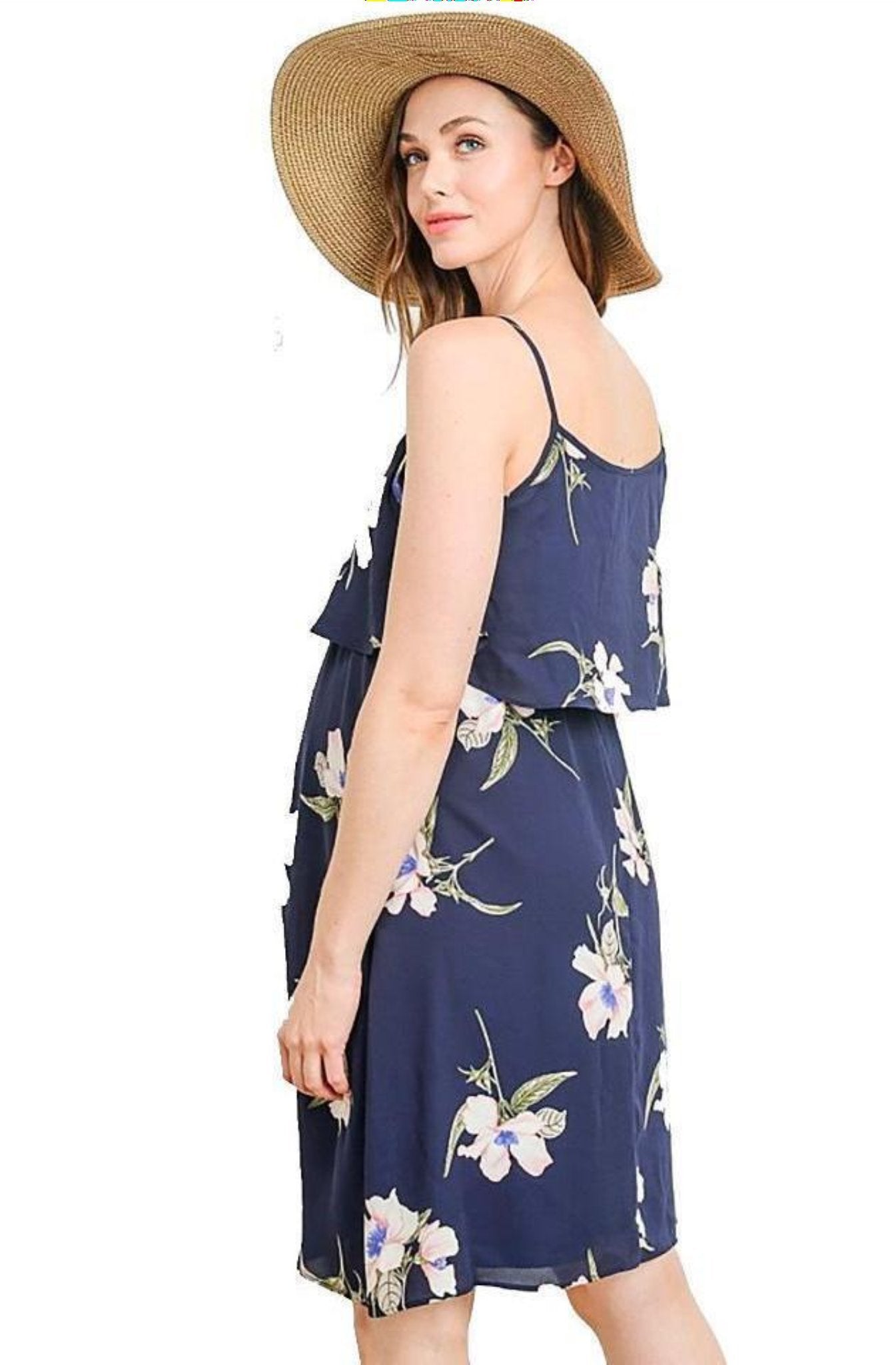 Floral Ruffle Discreet Maternity and Nursing Dress