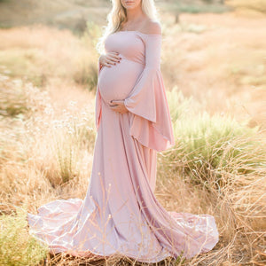 Off Shoulders Maternity Solid Dress
