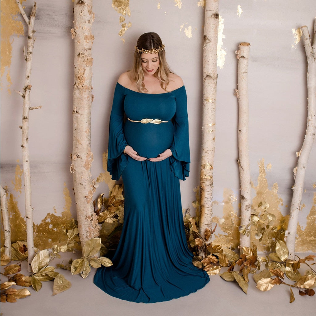 Off Shoulders Maternity Solid Dress