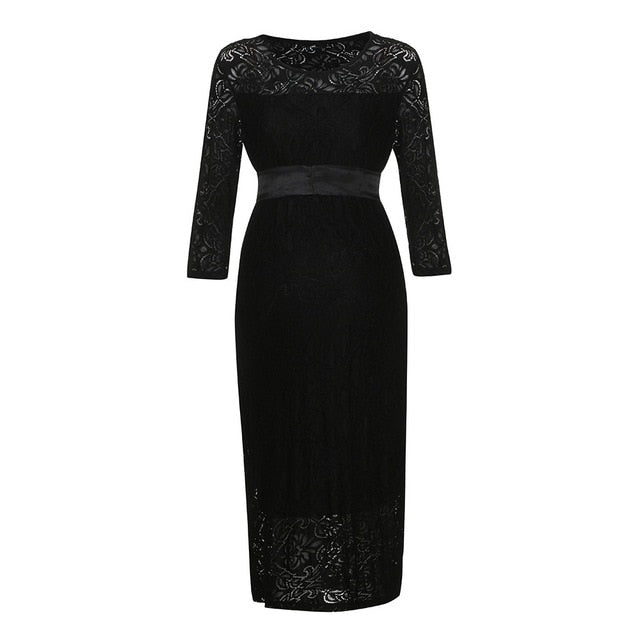Half Sleeve Lace Maternity Dress - ON SALE