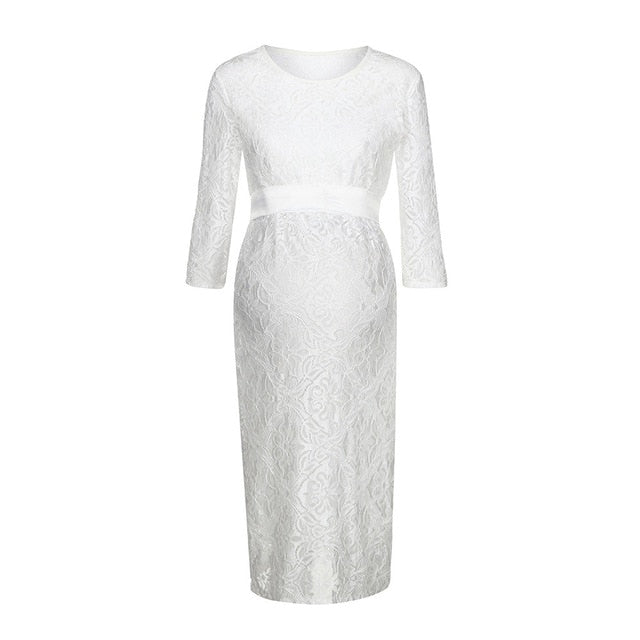 Half Sleeve Lace Maternity Dress - ON SALE