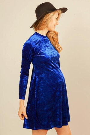 Royal Blue Velvet Maternity Dress